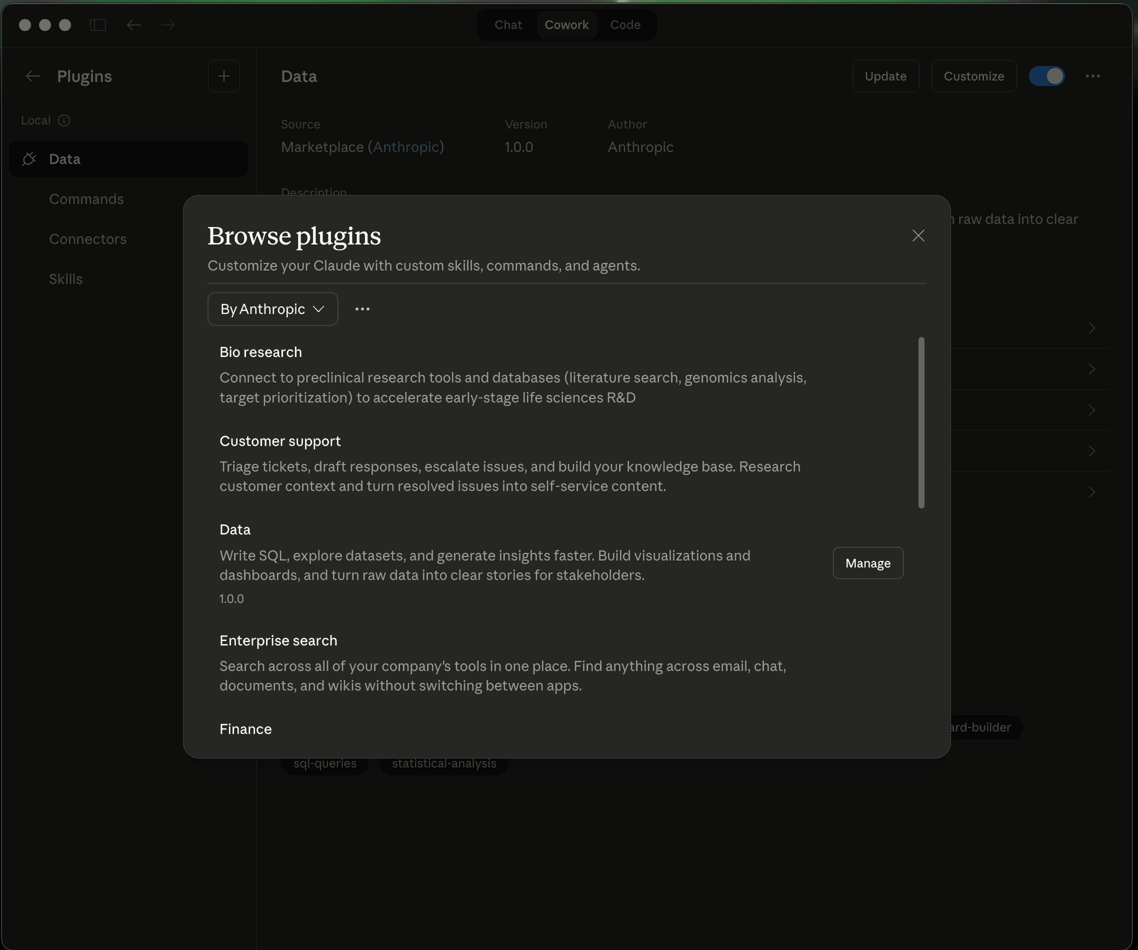 Browse plugins 介面，可以瀏覽和安裝各種 plugins