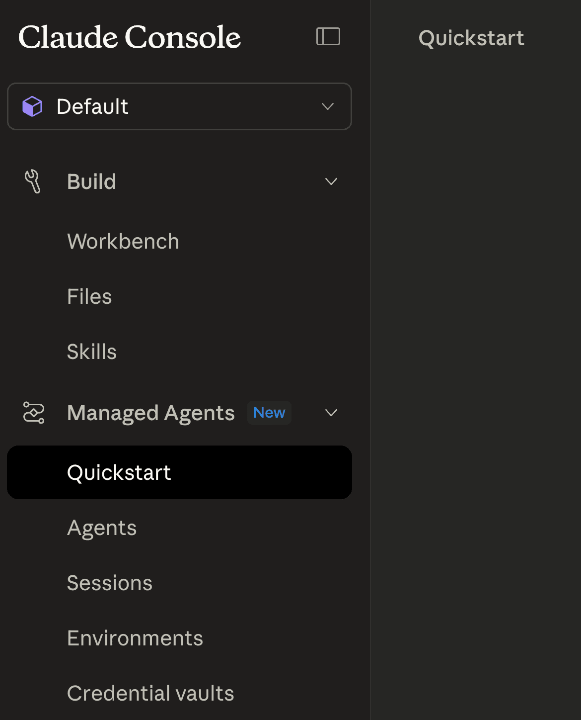 Anthropic Console 左側選單，Managed Agents 區塊標示 New