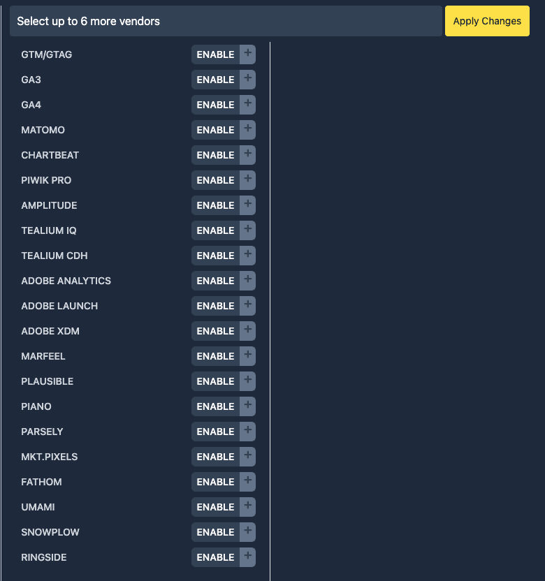 Analytics Debugger v2.4.6 的支援 vendors 列表