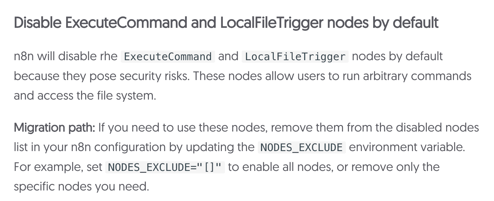 ExecuteCommand Node & LocalFileTrigger Node 被停用的警告