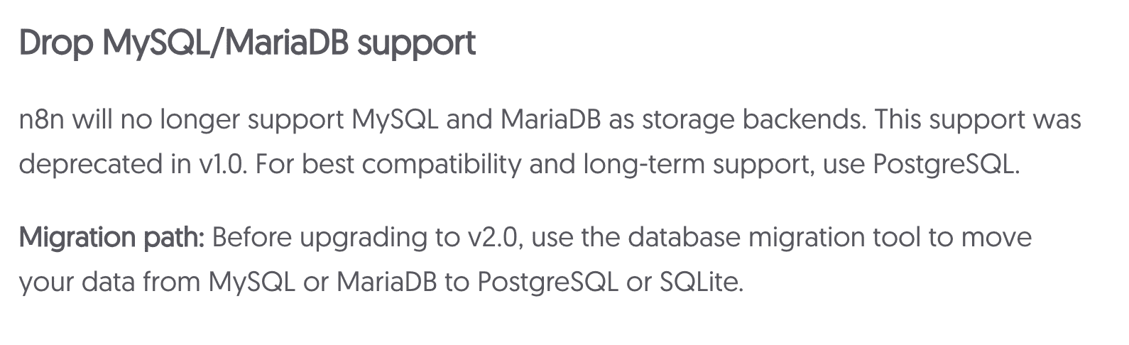 MySQL/MariaDB 被停止支援的警告