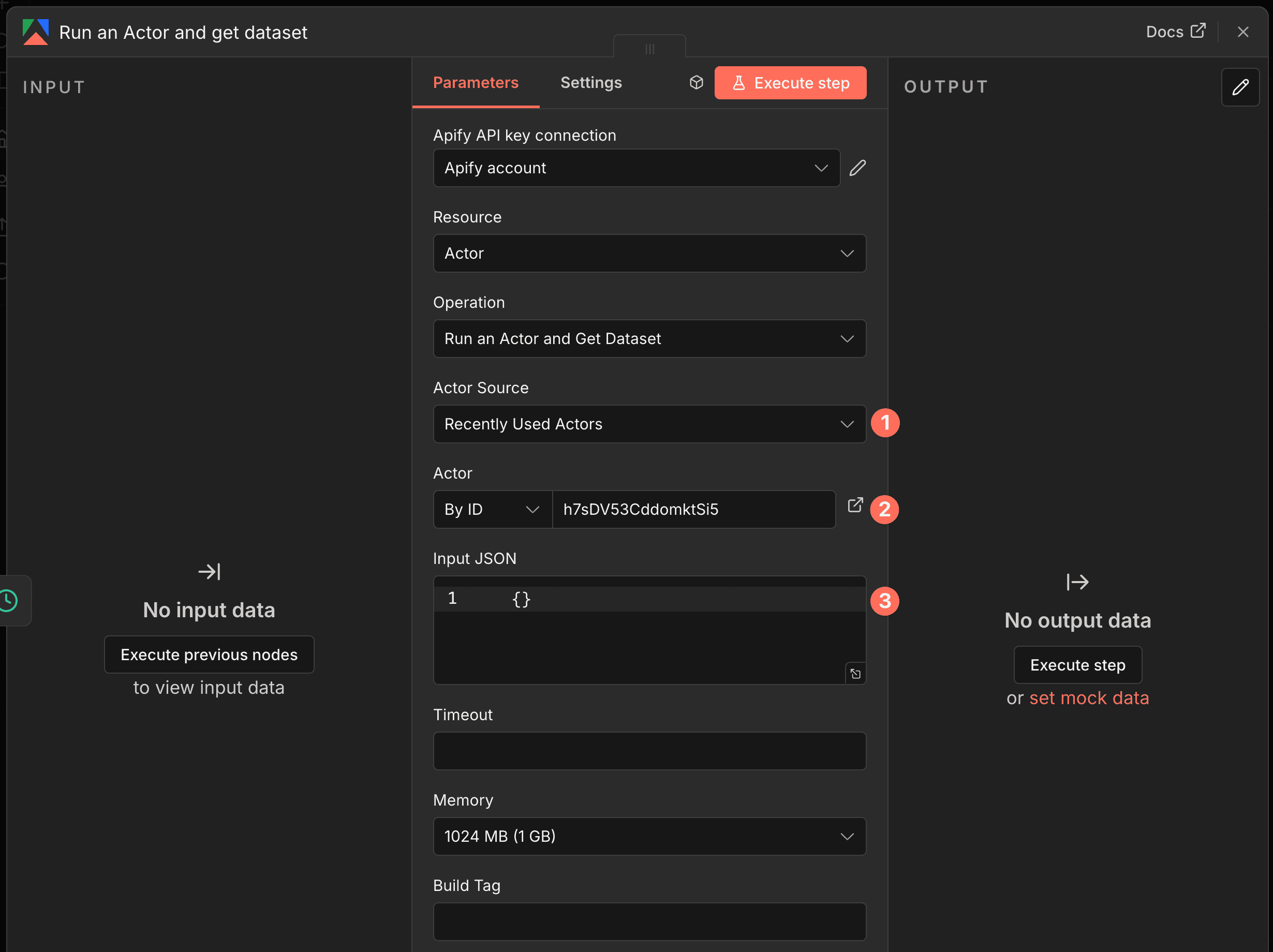 Run Actor and get dataset items 完整設定