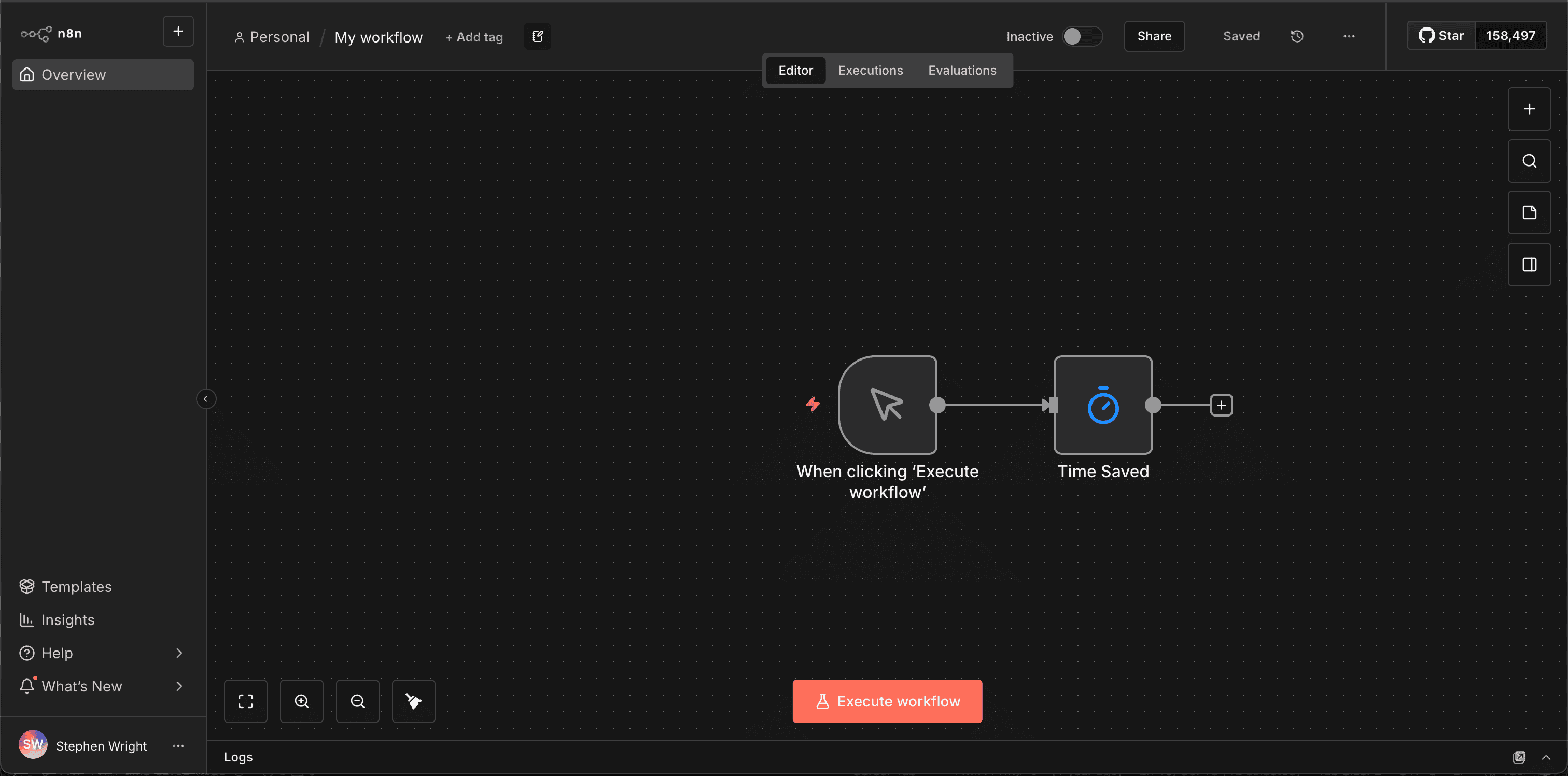 n8n 1.123.0 新增的 Time Saved Node 節點設定畫面，可追蹤自動化節省的時間