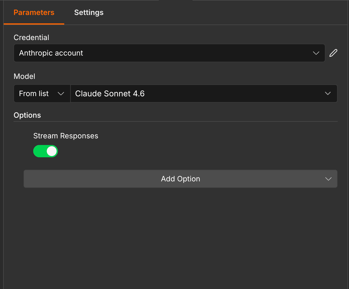 Anthropic Chat Model 節點新增 Stream Responses 開關