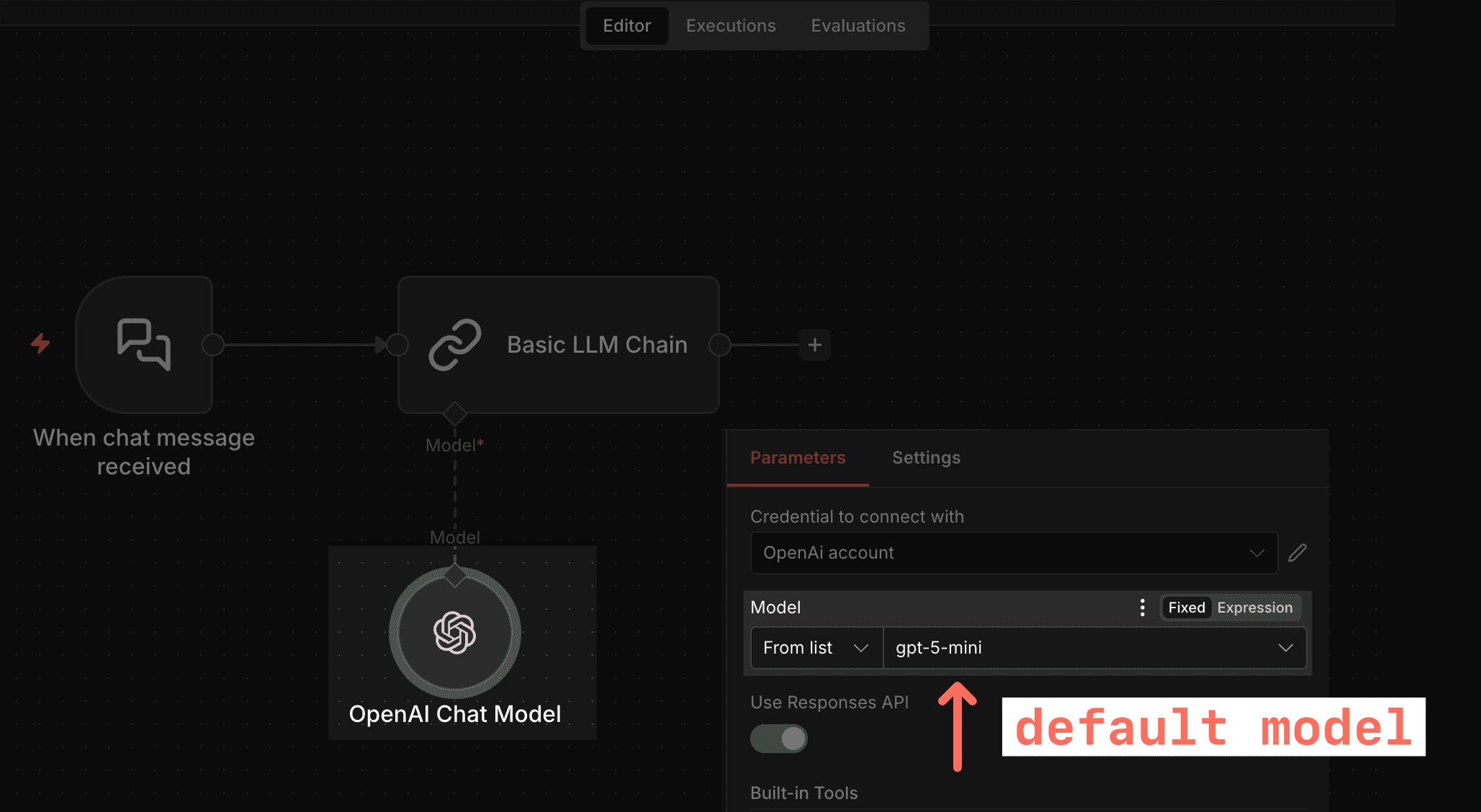 OpenAI Chat Model 預設模型改為 gpt-5-mini