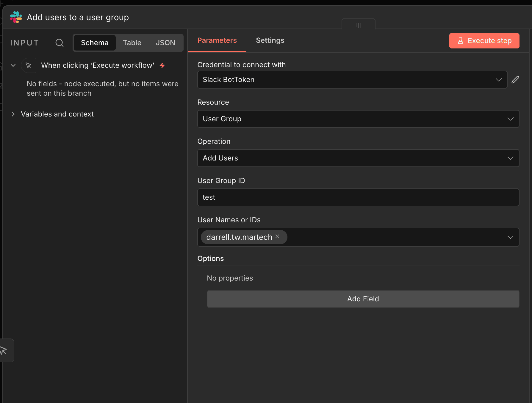 Slack 節點新增 User Group 成員操作