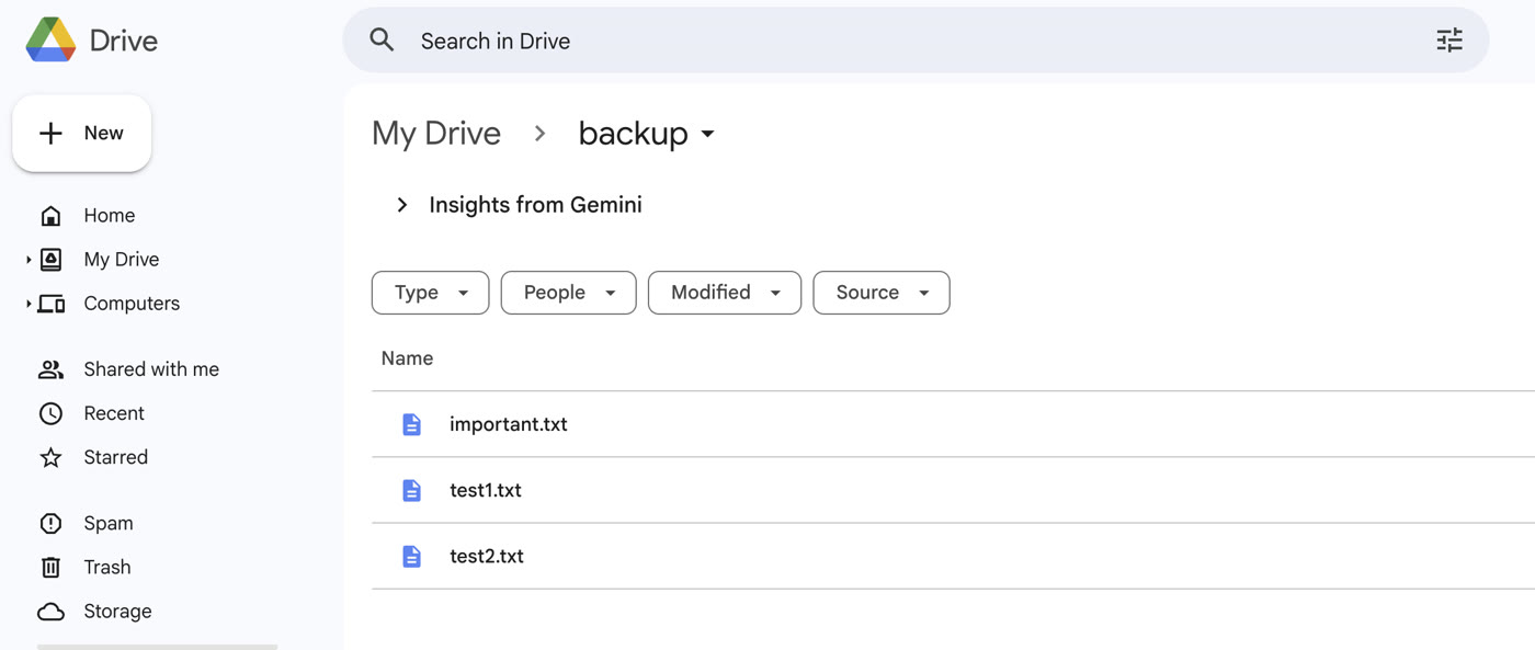 Google Drive 確認備份檔案已到位