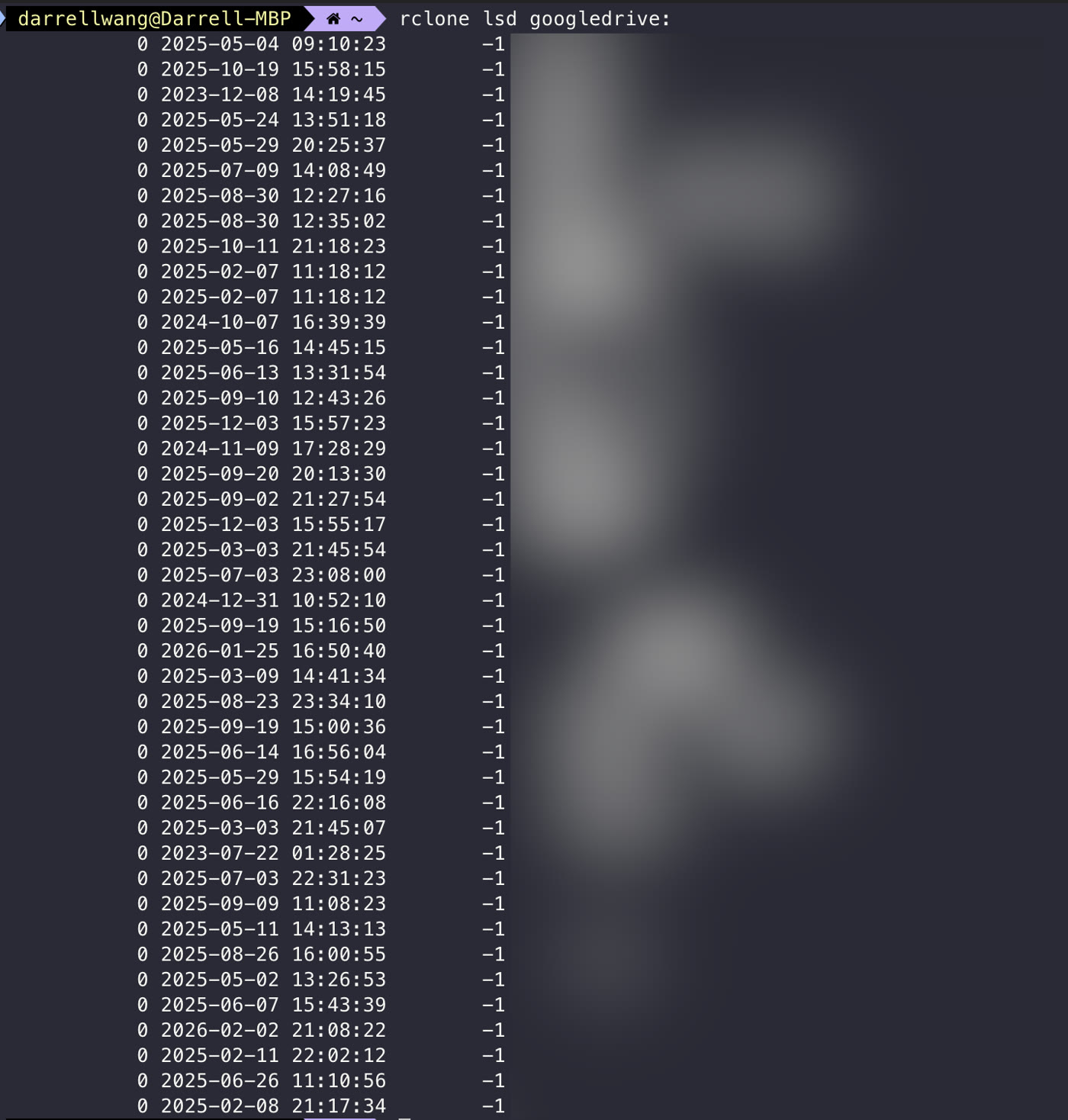 rclone lsd 列出 Google Drive 資料夾