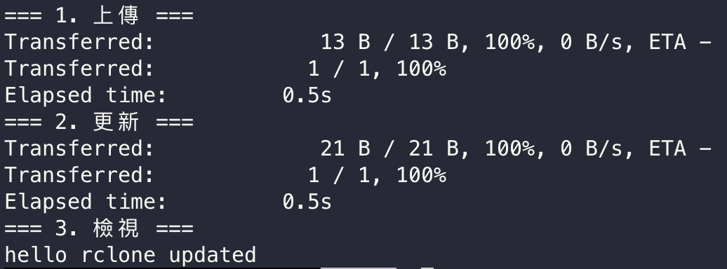 rclone 上傳、更新、檢視 R2 檔案的終端畫面