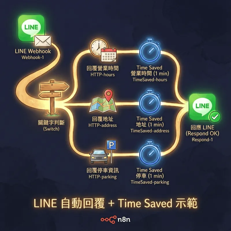 LINE 自動回覆 + Time Saved 示範